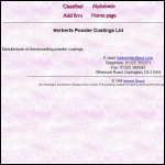 Screen shot of the Herberts Powder Coatings Ltd website.