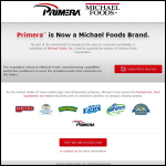 Screen shot of the Primera Foods Ltd website.