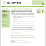 Screen shot of the Shorts Industries Ltd website.