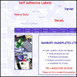 Screen shot of the Banbury Nameplates Ltd website.